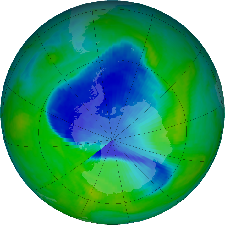 Antarctic ozone map for 05 December 1998